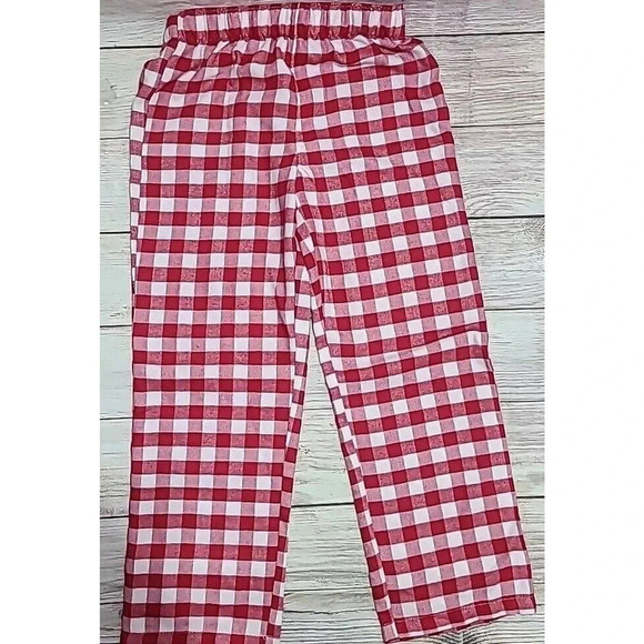 Draper James x Lands End 2pc Flannel Pajama Set Kids Size 8 Red White Check - Picture 4 of 6